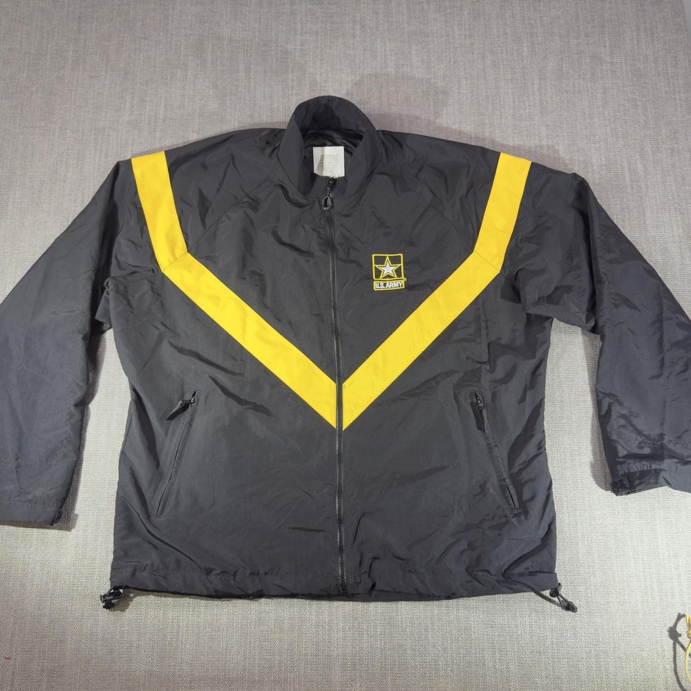 U.S. Army Jacket Mens Large Black APFU Physical Fitness Running Windbreaker